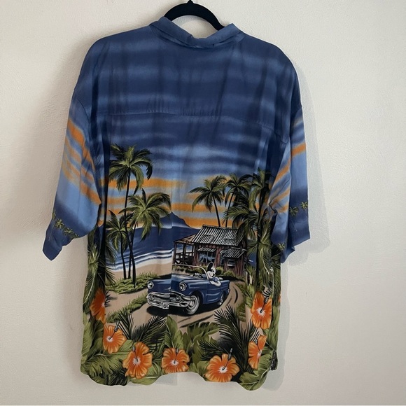 Big Dogs men’s Hawaiian Style Shirt Size 2X vintage car beach palm tree - Picture 2 of 5